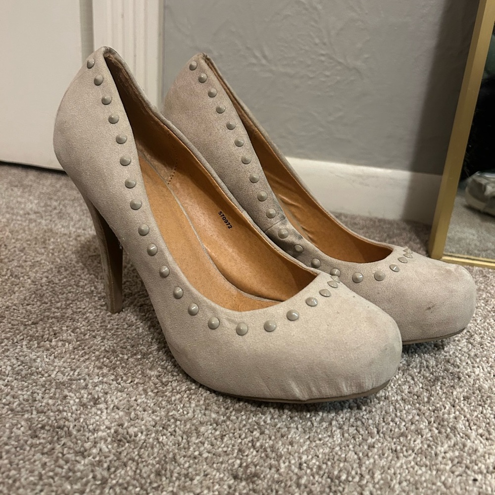 Charlotte Russe Beige Studded Women's Heels